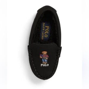 Polo by Ralph Lauren Black Suede Slippers with Embroidery nwot worn once